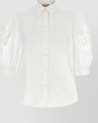 Valentino Garavani macram&eacute; insert short-sleeve shirt