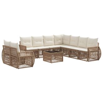 vidaXL Conjunto De Sof&aacute;s De Jard&iacute;n 10 Pcs Beige Y Blanco Crema Vidaxl