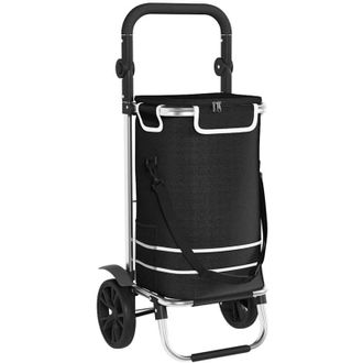 vidaXL Shopping Trolley Black 36.5 x 46.5 x 100.5 cm Oxford fabric vidaXL