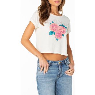Roxy Rose Heart Crop Graphic T-Shirt in Cloud Dancer at Nordstrom, Size Xx-Large