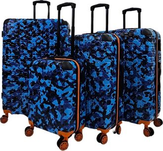Infinity Leather Unisex Hardshell Blue Cabin Suitcase Set Robust 8 Wheel ABS Luggage Travel Bags - One Size