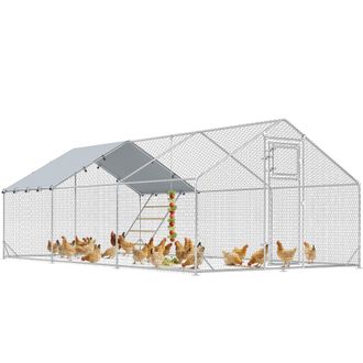 OEM Gallinero Met&aacute;lico De Exterior De 3x6m Con Percha Multiusos Comedero Colgante Tipo Brocheta Y Lona Protectora Resistente