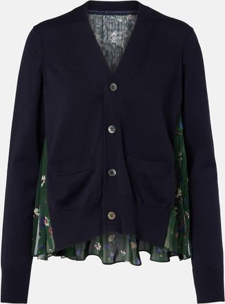 sacai Cardigan in cotone con stampa floreale