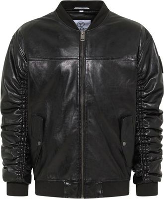 Carlo Colucci Jassen, Heren, Zwart, XL, Unieke Badge Leren College Jack