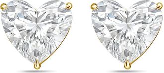 Diana M. Jewels 14Kt Yellow Gold 6.00 cts Lab Grown Heart shaped Diamond Studs