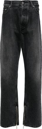 Off-white zip-detail straigh-leg jeans - men - Cotton/Polyester/Cotton - 31 - Black