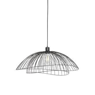 QAZQA Qazqa Dise&ntilde;o L&aacute;mpara Colgante De Dise&ntilde;o Negra 60 Cm - Pua Acero Redonda Adecuado Para Led Max. 1 X 40 Watt
