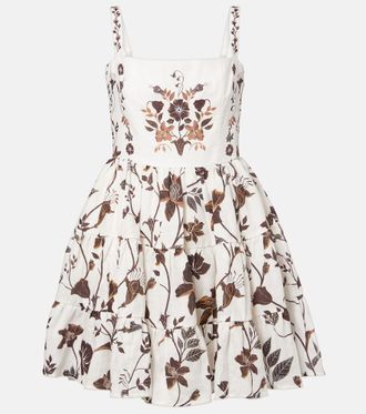 Agua Bendita Lima floral linen minidress