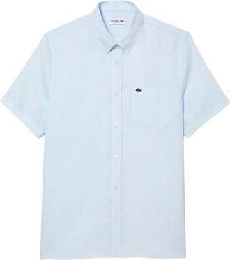 Lacoste Ch 5699 Short Sleeve Shirt - Heren - Korte mouwen Overhemden - Blauw - S - Linnen - Overhemden