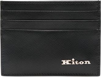Kiton logo-lettering card holder - men - Calf Leather - One Size - Black