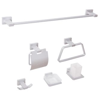 Beliani Beliani - Conjunto De 6 Accesorios De Ba&ntilde;o Estilo Moderno De Aluminio Con Vaso Y Jabonera Plateado Riohacha