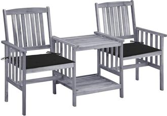 vidaXL Sillas De Jard&iacute;n Con Mesita Y Cojines Madera Maciza Acacia Vidaxl