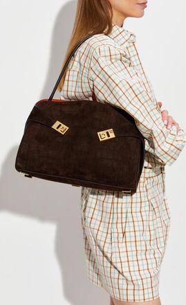 Ferragamo Shoulder Bag Hug, Womens, Burgundy