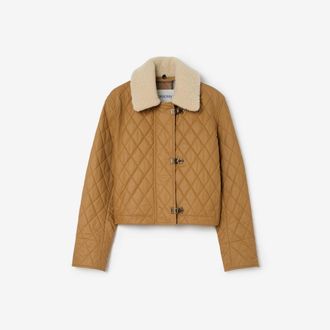 Burberry Shearling Collar Quilted Cotton Howle Jacket