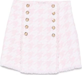 Balmain Button-Embellished Tweed Skirt - Womens - Acrylic/Polyamide/Cotton/PolyesterViscoseCotton