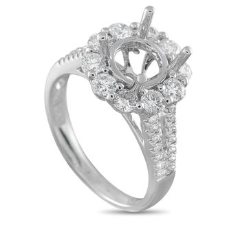 Luxury Bazaar 14K White Gold 1.20ct Diamond Round Halo Mounting Ring MF04-082026
