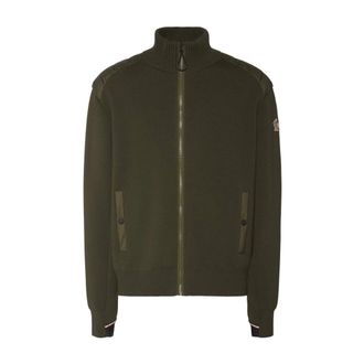 Moncler Green Zip Through Cardigan - male - Moncler - Cardigans - Green - L - Knitwear