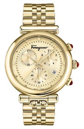 Ferragamo Ora Chronograph Bracelet Watch, 40mm in Yellow Gold at Nordstrom Rack