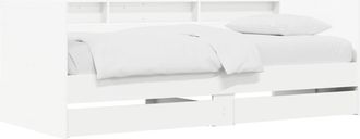 vidaXL Cama De D&iacute;a Con Caj&oacute;n Con Estante Blanco Madera De Ingenier&iacute;a Vidaxl