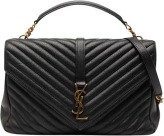 Saint Laurent Pre-owned Handbags, female, Black, Size: ONE SIZE Pre-owned The College Satchel
