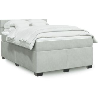 vidaXL Vidaxl - Cama Box Spring Con Colch&oacute;n Terciopelo Gris Claro 140x190 Cm