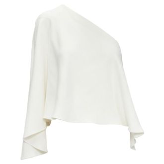 Roland Mouret viscose crepe draped one shoulder cascade top