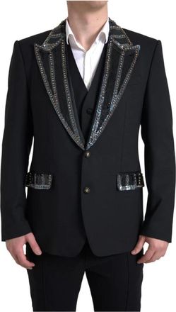 Dolce & Gabbana Luxe wollen tweedelig pak - Heren - Business blazers - Zwart - 2XL - Wol - Kostuums