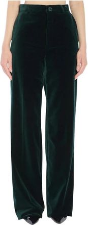 Gucci Soft Stretch Katoen Fluweel Pantalon - Dames - Wijde Broeken - Groen - XS - Katoen - Broeken
