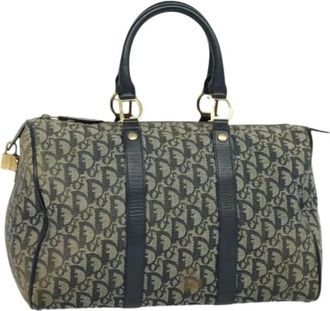 Dior Pre-owned Trotter Canvas Boston Bag - Dames - Vintage Handtas - Blauw - ONE Size - Leer - Vintage