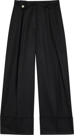 Simone Rocha Simone Rocha Turn-up Wide-leg Gabardine Trousers - Black - 12 (UK12 / M)