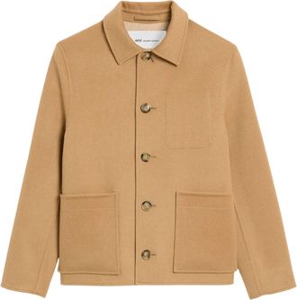 Ami Beige Button-Down Wool-Blend Jacket