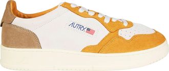 Autry White Medalist Low Mustard Overlay Sneakers