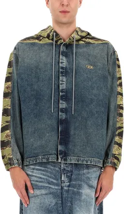 Diesel Hooded Cotton Jacket - Denim
