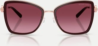 Michael Kors occhiali da sole a farfalla Corsica con lenti rosse in oro rosa/cordovan