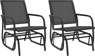 vidaXL Silla Mecedora Jard&iacute;n 2 Uds Acero Y Textilene Negro 61x76x87 Cm Vidaxl