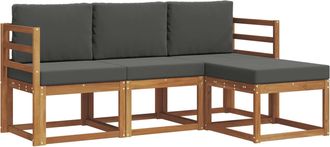 vidaXL Conjunto De Sof&aacute;s De Exterior 4 Uds. Natural Y Antracita Vidaxl