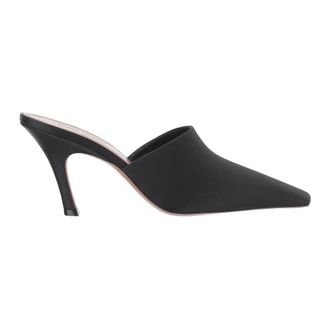 Amina Muaddi Jamie Mule 80 - Dames - Muiltjes - Zwart - 39 EU - Satijn - Schoenen