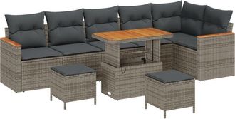 vidaXL Vidaxl - Garden Sofa Set with Cushion 9 pcs Grey Poly rattan