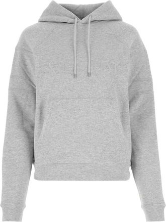 Saint Laurent Grey Embroidered-Logo Cotton Hoodie
