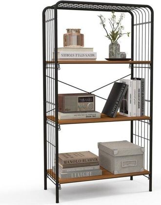 Costway Costway - 4-Tier Bookshelf Open-Back Storage Shelf Display Rack Metal Frame Shelving Unit