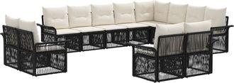 vidaXL Conjunto De Sof&aacute;s De Jard&iacute;n 12 Uds. Negro Y Blanco Crema Vidaxl