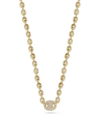Chloe and Madison Chloe And Madison 14K Over Silver Cz Mariner Link Choker Necklace