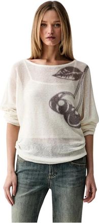 Miss Sixty Round-neck Truien - Dames - Ronde hals truien - Beige - XS - Linnen - Truien & Vesten