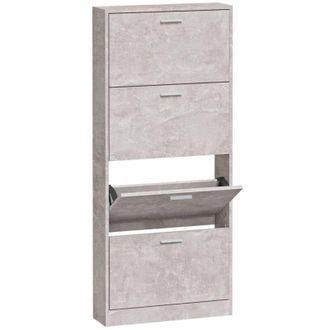 vidaXL Shoe Cabinet Concrete Grey 59x17x150 cm Engineered Wood Vidaxl