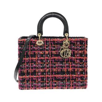 Dior Pre-owned Lady Dior Tweed Python Tas - Dames - Pre-owned - Veelkleurig - Maat: ONE Size Tweed
