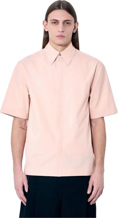 Jil Sander Katoenen Poplin Shirt met Korte Mouwen - Heren - Korte mouwen Overhemden - Roze - S - Katoen - Overhemden