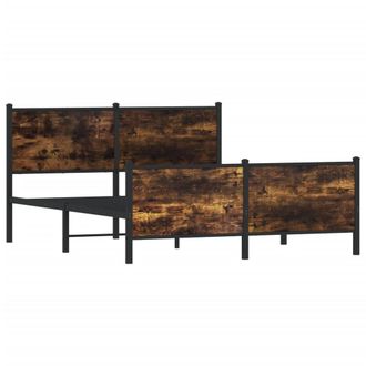 Berkfield Home Metal Bed Frame without Mattress Smoked Oak 137x190 cm in Brown