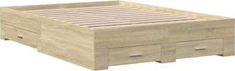 vidaXL Cama Con Cajones Madera Ingenier&iacute;a Roble Sonoma 135x190 Cm Vidaxl