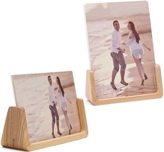 OEM Marcos De Fotos, Juego De 2 Marcos De Fotos De Madera Con Base Madera Abedul Marco Acr&iacute;lico, Marcos Fotos Fotos 17,8 X 12,7 Cm, Ideales D&iacute;a Madre
