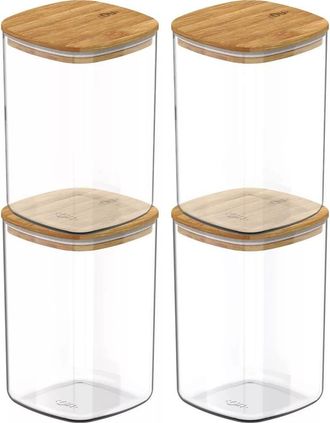 Ou Clear Stackable Airtight Food Storage Container Set with Wood Lid 8 Piece at Nordstrom